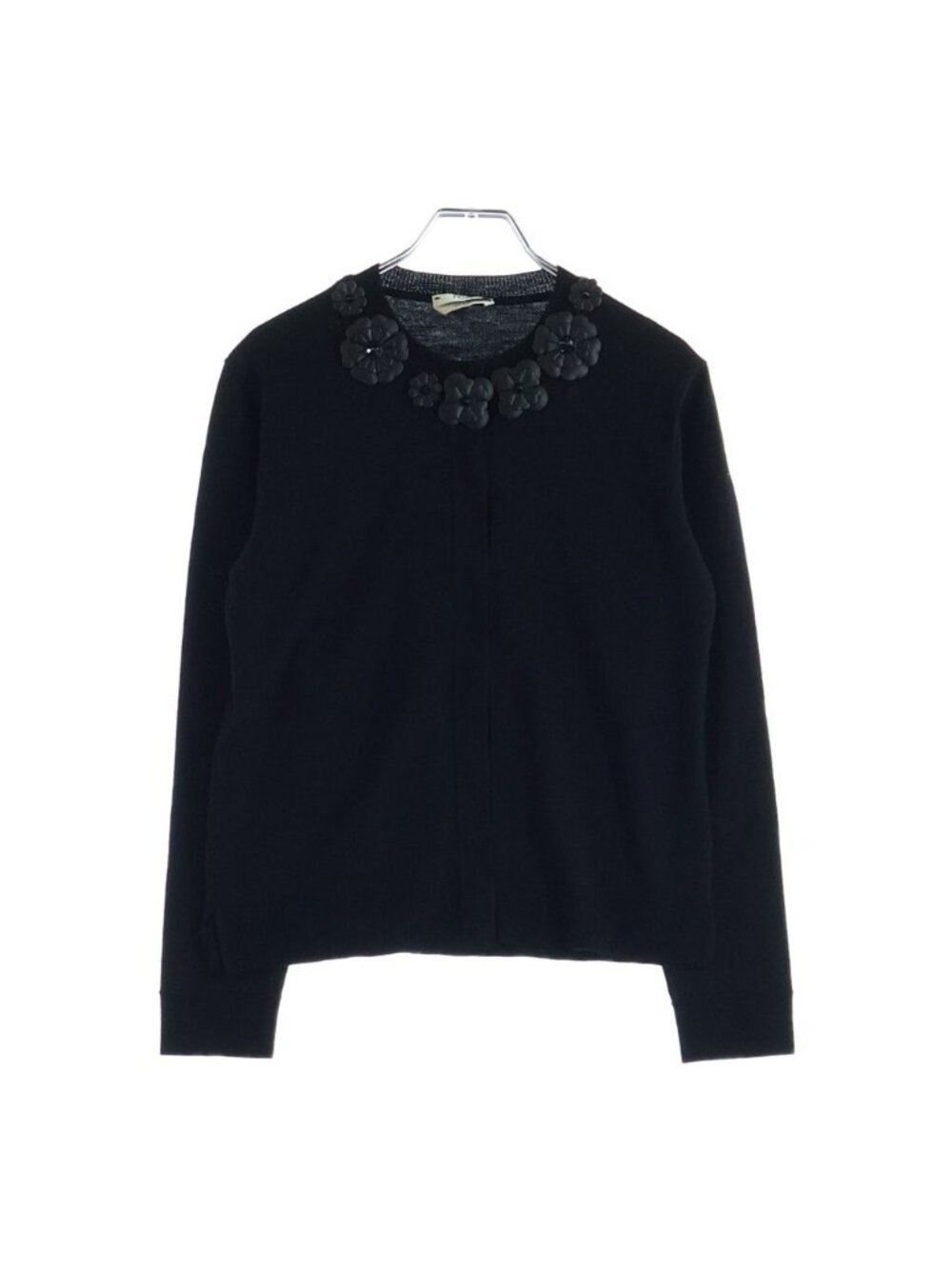 Fendi Flower Motif Knit Cardigan Black Wool